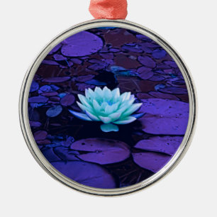 Adorno Metálico Flor de Lotus Flor Magple Morado Azul Turquesa Flo