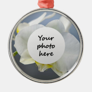 Adorno Metálico Flor de orquídea blanca