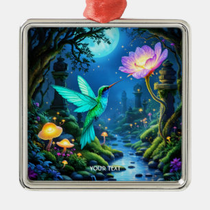 Adorno Metálico Flor de pájaro verde suave