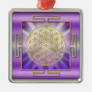 Adorno Metálico Flor De Vida Yantra