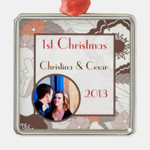 Adorno Metálico Flor floral rosa marrón rosa de coral Personalizad