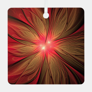 Adorno Metálico Flor fractal de fanatismo rojo
