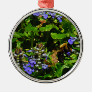 Adorno Metálico Flor morada y abeja burbuja