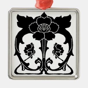 Adorno Metálico Flor oscura Art Nouveau