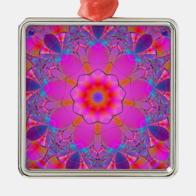 Adorno Metálico Flor rosa Mandala (Frente)