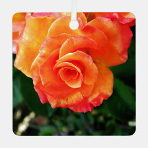 Adorno Metálico flor rosa naranja