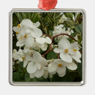 Adorno Metálico Floral de Begonia blanca tropical