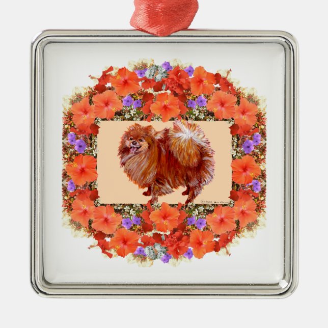 Adorno Metálico Floral de Pomerania (Frente)