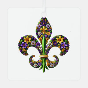 Adorno Metálico Floral Mardi Gras fleur de lis