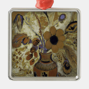 Adorno Metálico Florero de Etruscan con las flores