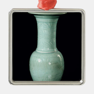 Adorno Metálico Florero esmaltado Celadon, dinastía de Yuan