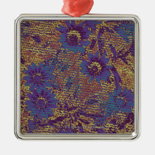 Adorno Metálico Flores azules contra modelo del camuflaje de la