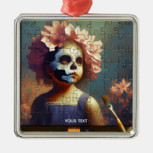 Adorno Metálico Flores Chicas del rompecabezas de la fantasía