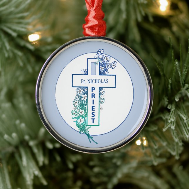 Adorno Metálico Flores cruzadas sacerdotales personalizadas (Árbol)