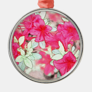 Adorno Metálico flores de azalea rosa bonito. Planta de huerto flo