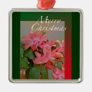 Adorno Metálico Flores de Cactus de Navidad Feliz Navidad