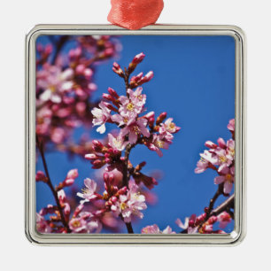 Adorno Metálico Flores de Cerezo Sakura Tocando Azul