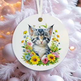 Adorno Metálico Flores de gatito en acuarela personalizadas de Nav