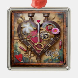Adorno Metálico Flores de Labial Corazón Serie Steampunk