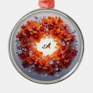 Adorno Metálico Flores de orquídea incrustadas en cristales