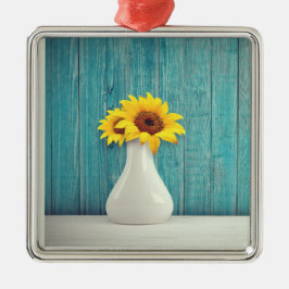 Adorno Metálico Flores de sol en un jarrón