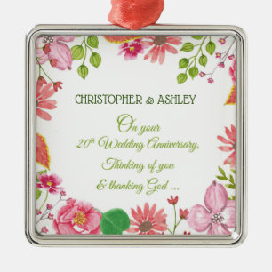 Adorno Metálico Flores del 20° aniversario de Boda