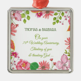 Adorno Metálico Flores del 70º Aniversario de Boda Religioso
