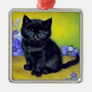 Adorno Metálico Flores moradas de gato negro Van Gogh