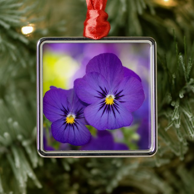 Adorno Metálico Flores | Pansies morados (Árbol)