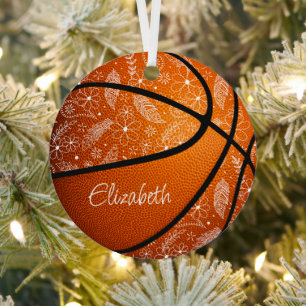 Adorno Metálico flores plumas paislies boho baloncesto garabatos
