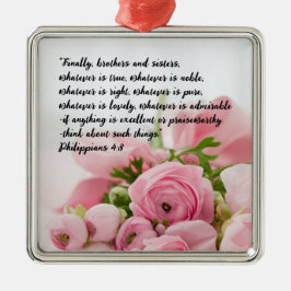 Adorno Metálico Flores rosadas pasteles Verse en la Biblia
