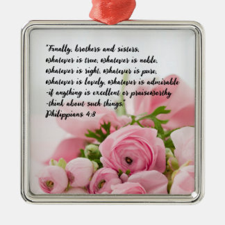 Adorno Metálico Flores rosadas pasteles Verse en la Biblia