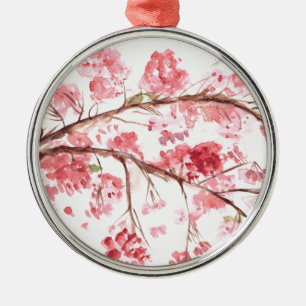 Adorno Metálico Flores rosas de cerezo Sakura japonesa