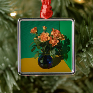 Adorno Metálico Flores   Rosas en Vase