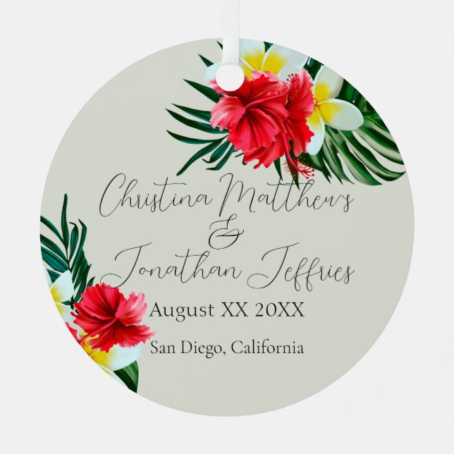 Adorno Metálico Flores tropicales hawaianas elegían matrimonio en  (Anverso)