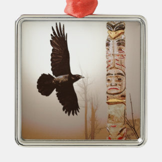Adorno Metálico Flying Raven & Totem-Pole Fantasy Art