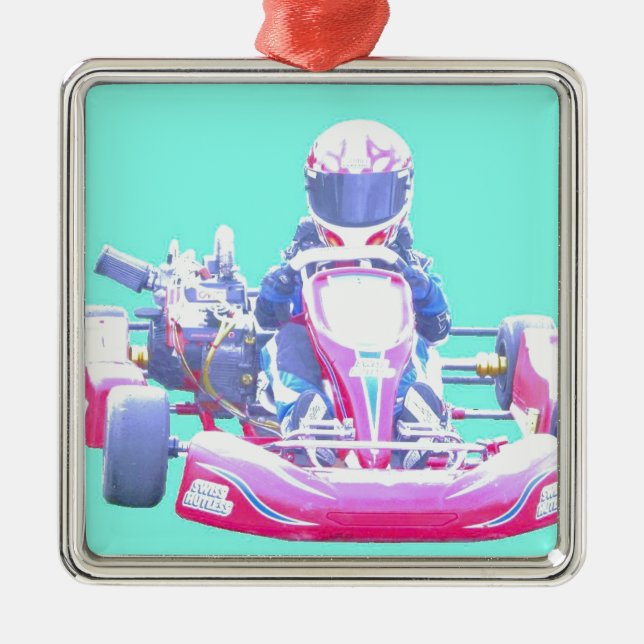 Adorno Metálico Fondo Carreras-Azul de Kart (Frente)