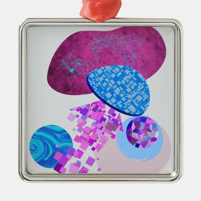 Adorno Metálico Formas Púrpura Y Modernas Cianas (Frente)