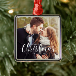 Adorno Metálico Foto Boda "Nuestra primera Navidad"