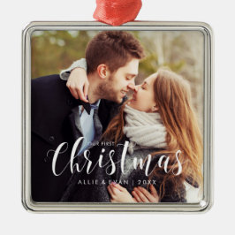 Adorno Metálico Foto Boda "Nuestra primera Navidad"