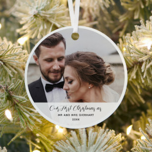 Adorno Metálico Foto boda Primer Personalizado casado de Navidad
