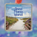 Adorno Metálico Foto de Anna Maria Island Florida Beach<br><div class="desc">Foto de Anna Maria Island Florida en la playa de Bradenton de un hermoso camino de playa al océano con barandillas de pasarela de madera,  arena,  avena marina y esa primera vista del océano.</div>