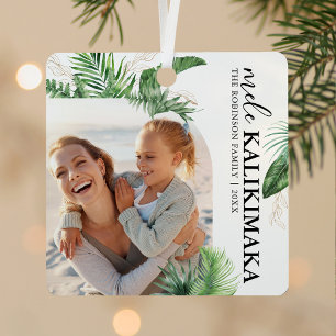 Adorno Metálico Foto de arco de Mele Kalikimaka Navidad