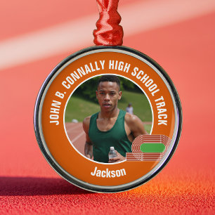 Adorno Metálico Foto de atletismo de instituto de pista naranja Na