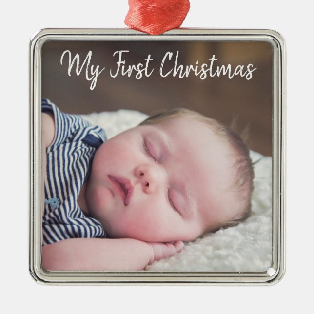 Adorno Metálico Foto de bebé Mi primera sesión de Navidad (Frente)