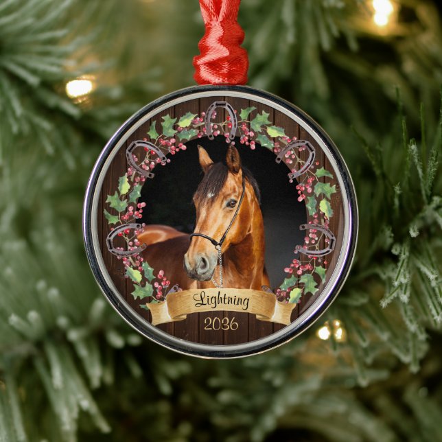 Adorno Metálico Foto de caballo de Navidades rusos personalizada (Árbol)