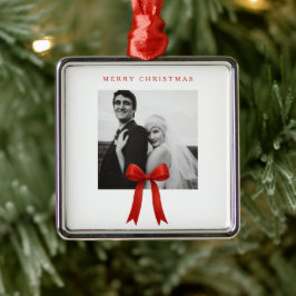 Adorno Metálico Foto de Cute Red Bow Ferry Christmas