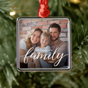 Adorno Metálico Foto de familia Navidad Escritura moderna Personal