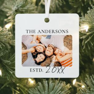 Adorno Metálico Foto de familia personalizada Año "ESTD" minimalis