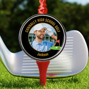 Adorno Metálico Foto de golfista de Black Gold Golfer para equipo